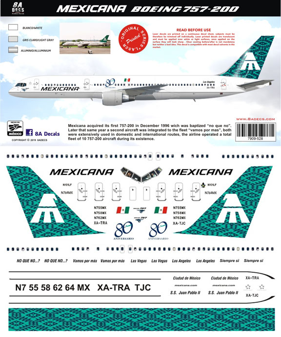 8a-528-Mexicana-B757-200-Profile-and-Decal-812-W