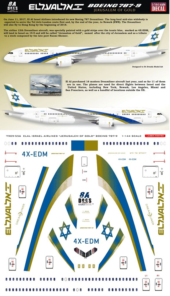 8A-556-El-Al-787-9-Gold-Instructions-and-Decal-812-W
