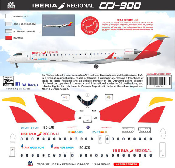 8A-581-Iberia-Regional-Air-Nostrum-CRJ900--Instructions-and-Decal-812-W