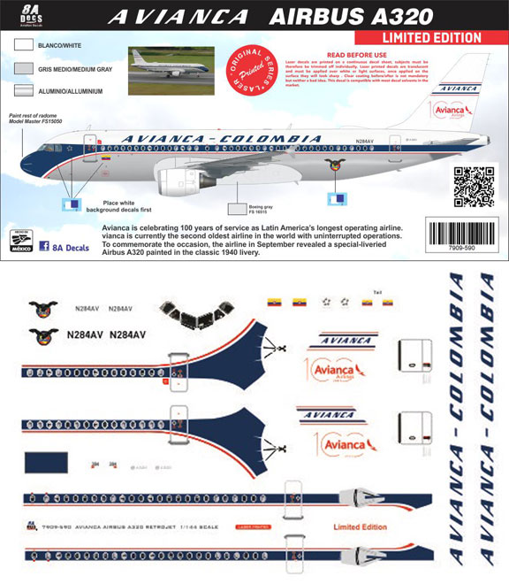 8A-590-Avianca-retro-A320-Instructions-and-Decal-812-W