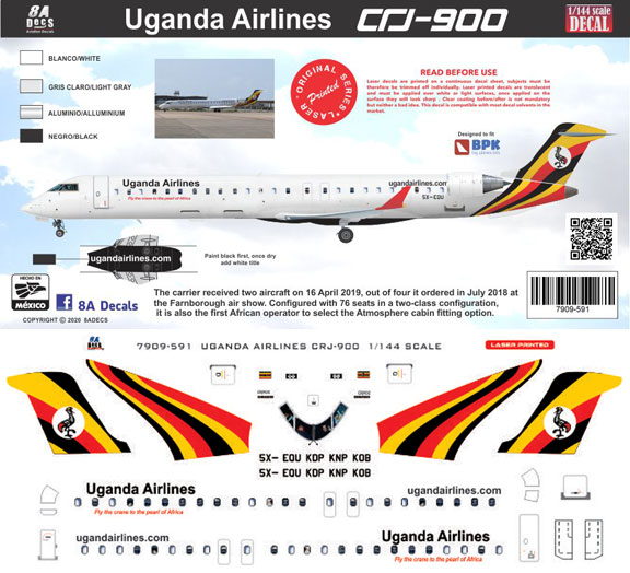 8A-591-Uganda-Airlines-CRJ900-Instructions-and-Decal-812-W