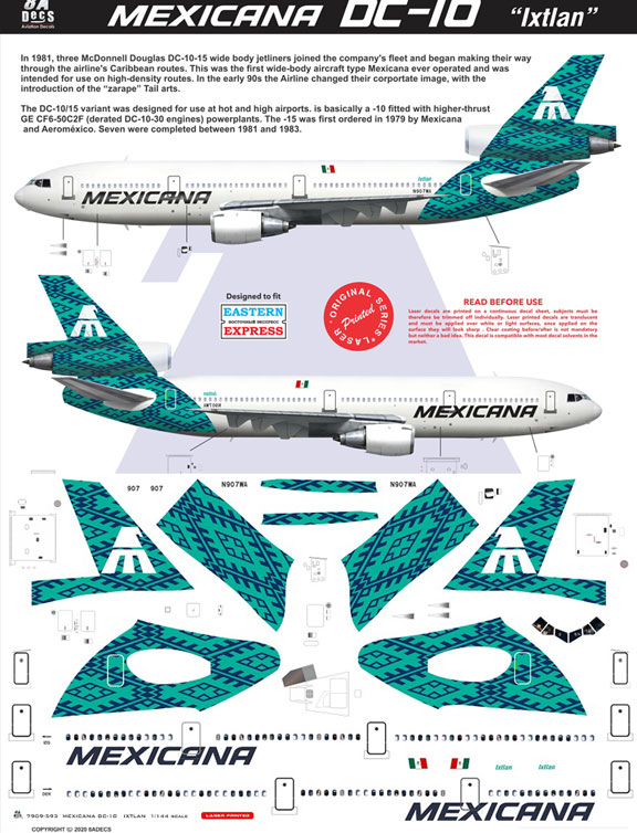 8A-593-Mexicana-(green-cs)-McDD-DC-10-Instructions-and-Decal-812-W