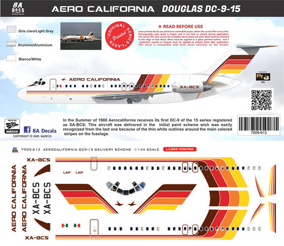 8A-613-AeroCalifornia-DC-9-15-Instructions-and-Decal-812-W