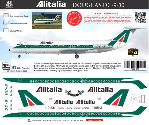 8A-616-Alitalia-Douglas-DC-9-30-Instructions-and-Decal-812-W